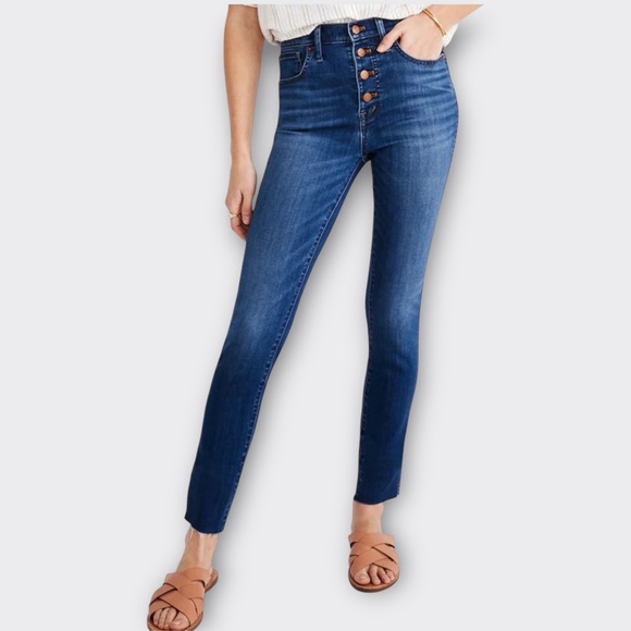 Madewell Denim - MADEWELL Jeans 10" High Rise Skinny Crop Raw Hem Button Fly Stretch Prep City 25